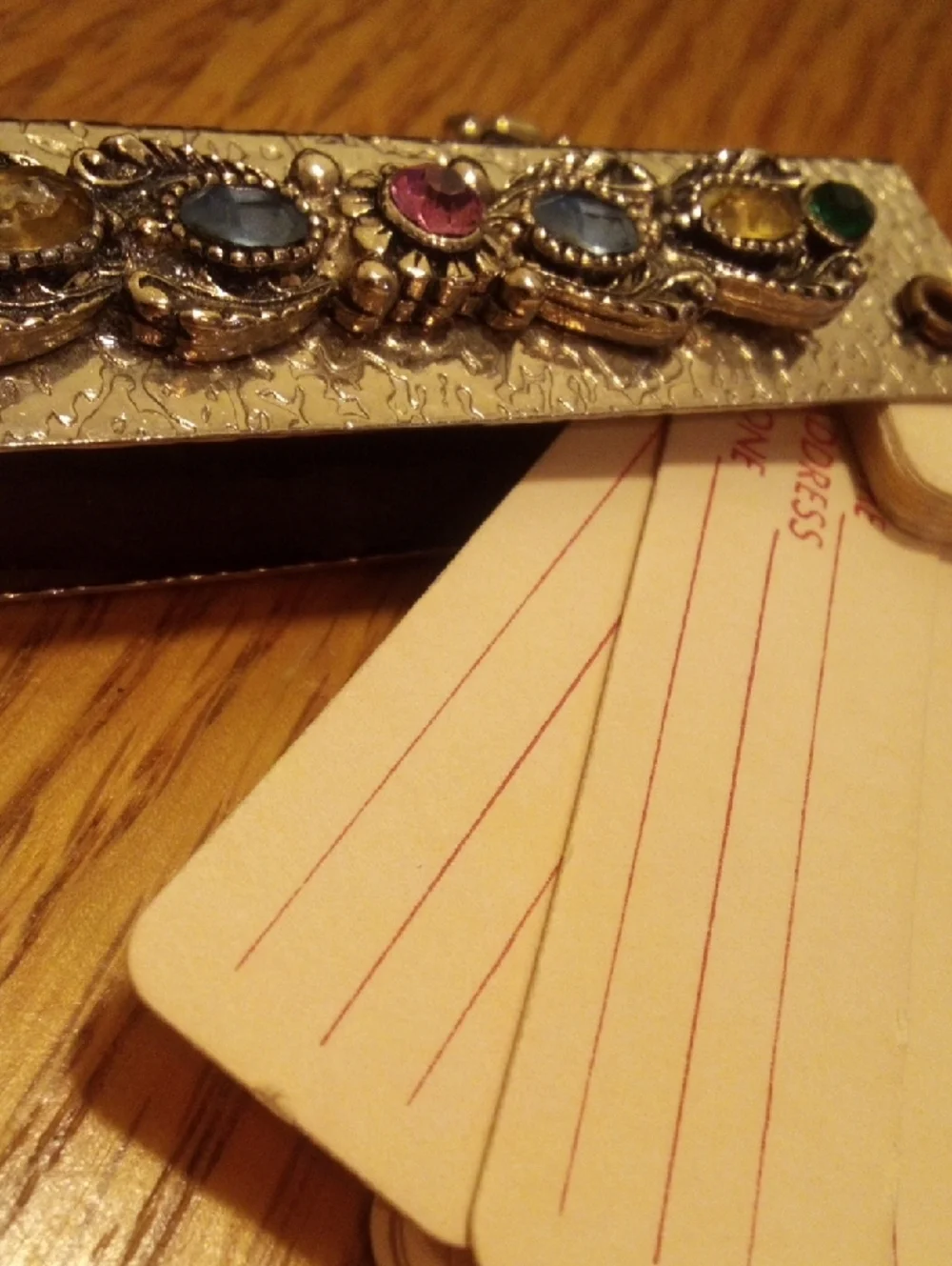 Multicolor Crystal Address And Key & Card Holder - Gold Tone